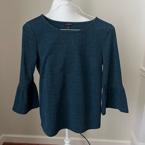 Talbots Dark Teal & Black knit Blouse- S